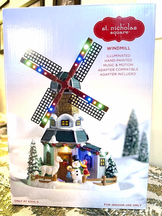 St. Nicholas Square Other - St. Nicholas Square Windmill Christmas Village Lighted Music Motion NEW 2024